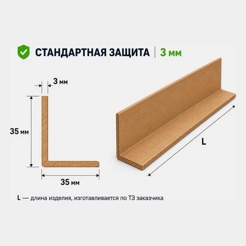 Уголок защитный картонный 35x35x3 мм