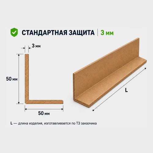 Уголок защитный картонный 50x50x3 мм