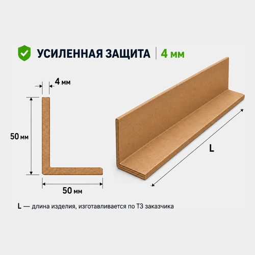 Уголок защитный картонный 50x50x4 мм