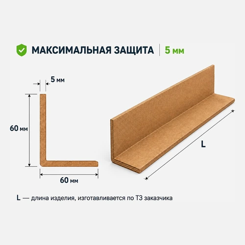 Уголок защитный картонный 60x60x5 мм